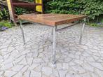 Vintage Modernistische salontafel bijzettafel chroom/hout, Ophalen, 50 tot 100 cm, Vierkant, 50 tot 100 cm