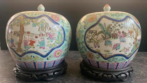 VERY ANCIENT COUPLE CHINESE POT WITH LID PERFECT CONDITIONS, Antiquités & Art, Antiquités | Porcelaine