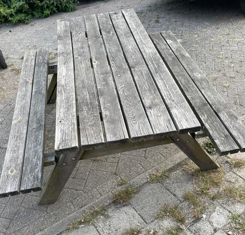 Nette stevige picknick tafel, Tuin en Terras, Picknicktafels, Zo goed als nieuw, Rechthoekig, Hout, Inklapbaar, Ophalen