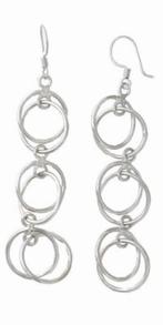 Sterling zilveren oorbellen overlappende ringen, Handtassen en Accessoires, Oorbellen, Ophalen of Verzenden, Nieuw, Zilver, Zilver