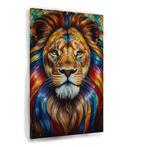 Toile de peinture de lion en vitrail 60x90cm - 18mm., Maison & Meubles, 75 à 100 cm, Envoi, Création originale, 50 à 75 cm