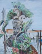AN HOFKENS / CARNAVAL VENETIE / OLIEVERF / 73x53cm / KADER, Antiek en Kunst, Kunst | Schilderijen | Modern, Ophalen