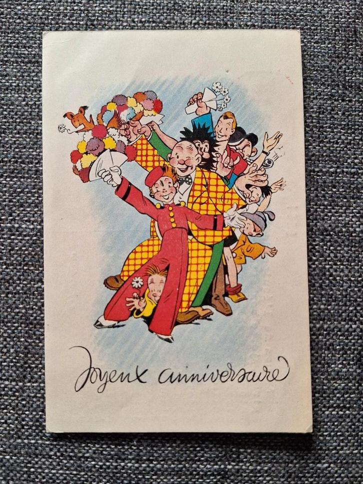 Jijé Spirou Robbedoes - Postkaart Robbedoesclub (1945), Verzamelen, Stripfiguren, Gebruikt, Plaatje, Poster of Sticker, Guust of Robbedoes