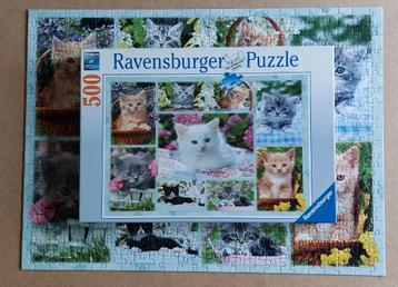 Ravensburger Puzzel van 500 stukjes Poesjes in hun mandje beschikbaar voor biedingen