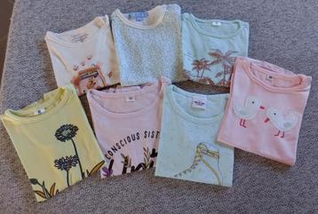 7 t-shirts fille  86/92