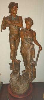 Schitterend oud koperen sculptuur - 2 metaalbewerkers, Antiek en Kunst, Ophalen, Koper