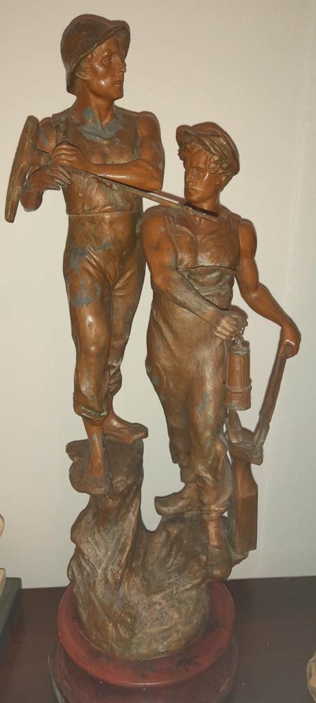 Schitterend oud koperen sculptuur - 2 metaalbewerkers, Antiek en Kunst, Antiek | Brons en Koper, Koper, Ophalen