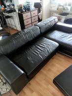 Canapé en cuir noir, en L, ikea, Ophalen, Gebruikt, Hoekbank, Leer