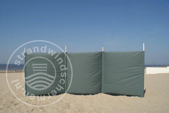 Pare-brise de plage Dralon de 4m - Gris avec bâtons en bois, Caravanes & Camping, Pare-brise, Comme neuf, Enlèvement