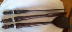 Lot de 3 "couverts" africains en ébène. Hauteur 39 à 40 cm., Enlèvement