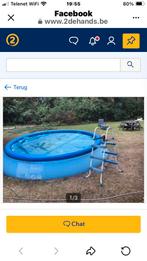 Zwembad trapje, circa 1.70 hoog. Wit met blauwe treden, Ophalen, Gebruikt, Ladder