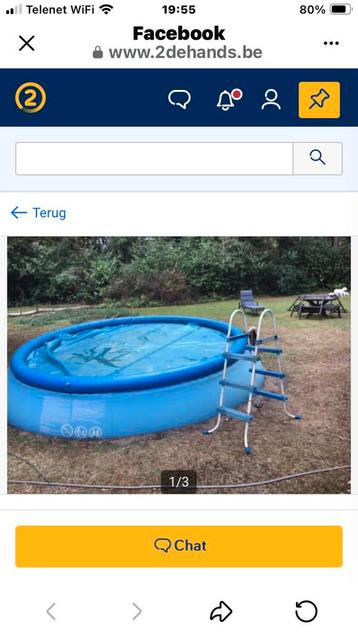Zwembad trapje, circa 1.70 hoog. Wit met blauwe treden beschikbaar voor biedingen