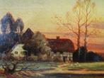 schilderij *  Landschap met huis aan waterplas, Antiek en Kunst, Ophalen of Verzenden