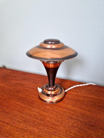 Koperen tafellamp met paddenstoel, Art Deco, 1920-30  beschikbaar voor biedingen