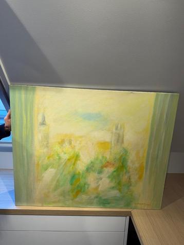 Origineel schilderij van Herman Hertogs (1992) — Stadsgezich beschikbaar voor biedingen
