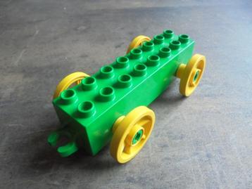 Lego Duplo Car Base 2x8x1,5 with Spoked Wheels (zie foto's) beschikbaar voor biedingen