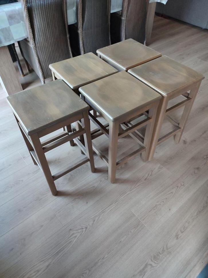 Barkrukken, Huis en Inrichting, Barkrukken, Gebruikt, 60 tot 90 cm, Hout, 5 krukken of meer, Ophalen