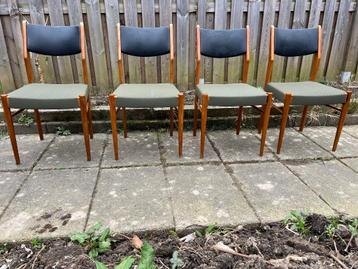 Deens vintage ronde tafel met 4 stoelen, Ophalen, Zwart, Jaren 50-60, Hout