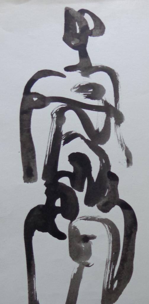 RIK POOT / FIGUUR / ORIGINEEL WERK / 42x30cm, Antiek en Kunst, Kunst | Schilderijen | Modern, Ophalen of Verzenden