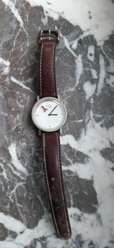 Kuifje en Snowy horloge, Handtassen en Accessoires, Horloges | Heren, Zo goed als nieuw, Polshorloge, Leer, Ophalen of Verzenden