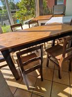 boerentafel+schuif+6stoelen 164cm €200, Ophalen