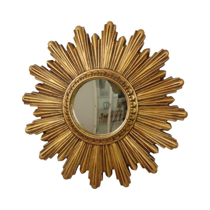 Kleine Vintage Zonnespiegel Sunburst Spiegel Resine 25cm, Antiek en Kunst, Antiek | Spiegels, Minder dan 50 cm, Minder dan 100 cm