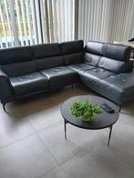 Lederen hoekzetel antraciet blauw, Huis en Inrichting, Zetels | Complete zithoeken, Ophalen, Gebruikt