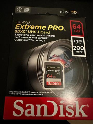 NIEUW - SanDisk 64 GB Extreme PRO SDXC 200 MB/s, UHS-I beschikbaar voor biedingen