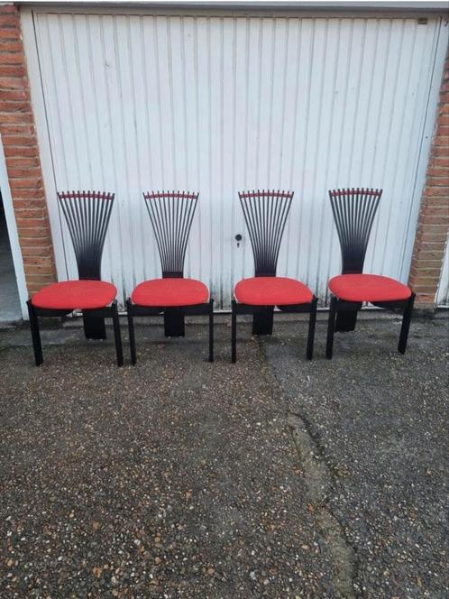 4 westnofa totem stoelen, Huis en Inrichting, Stoelen, Gebruikt, Vier, Hout, Stof, Rood, Ophalen