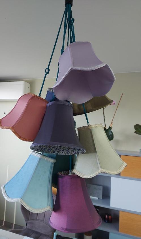 Hanglamp - kleurrijke lampenkappen - zuiver granny, Maison & Meubles, Lampes | Suspensions, Comme neuf, 50 à 75 cm, Synthétique