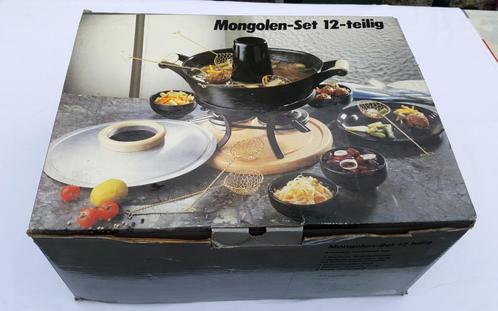 Set pour fondue au bouillon ("cuisine mongole") 6 personnes., Electroménager, Fondue, Comme neuf, Service à fondue, Bougie chauffe-plat