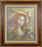 huile sur toile allegorie signe charles delporte, Antiek en Kunst, Ophalen of Verzenden