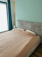 Bed 160x200 + lattenbodems + matras, Gris, Tissu, Comme neuf, Enlèvement