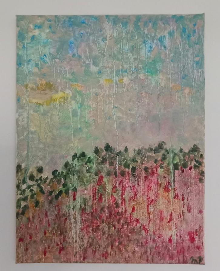 Schilderij in olieverf, 30x40 cm, Antiek en Kunst, Kunst | Schilderijen | Abstract, Ophalen