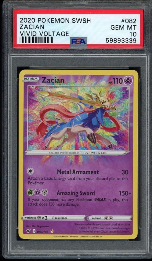Zacian [Amazing Rare] PSA 10 - 82/185 - Vivid Voltage 2020, Hobby & Loisirs créatifs, Jeux de cartes à collectionner | Pokémon
