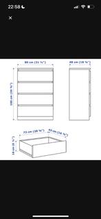 Commode IKEA MALM, Maison & Meubles, Armoires | Commodes, 3 ou 4 tiroirs, 25 à 50 cm, Blanc, Comme neuf