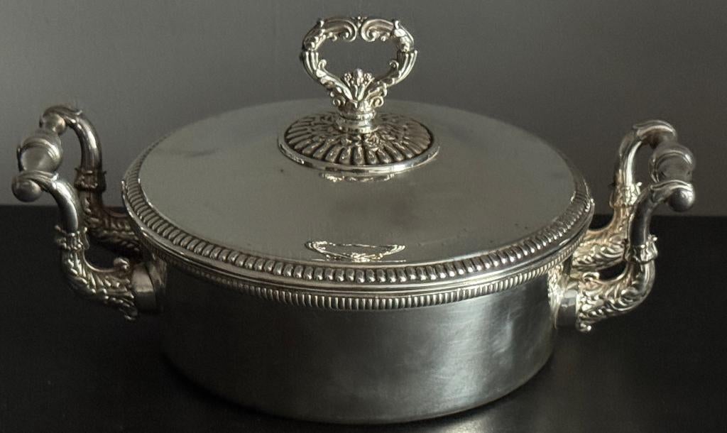 Gekeurde verzilverde groentekom uit de jaren 30, Ophalen of Verzenden, Zilver