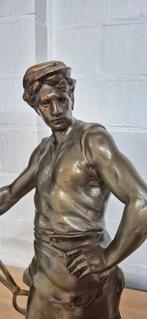 Bronzen beeld Le travail van Emile Picault, Antiek en Kunst, Ophalen of Verzenden, Brons