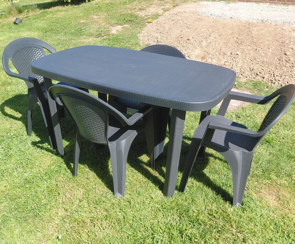 Ensemble table et 4chaises de jardin, Jardin & Terrasse, Ensembles de jardin, Chaise, Comme neuf, Sets de jardin, Enlèvement