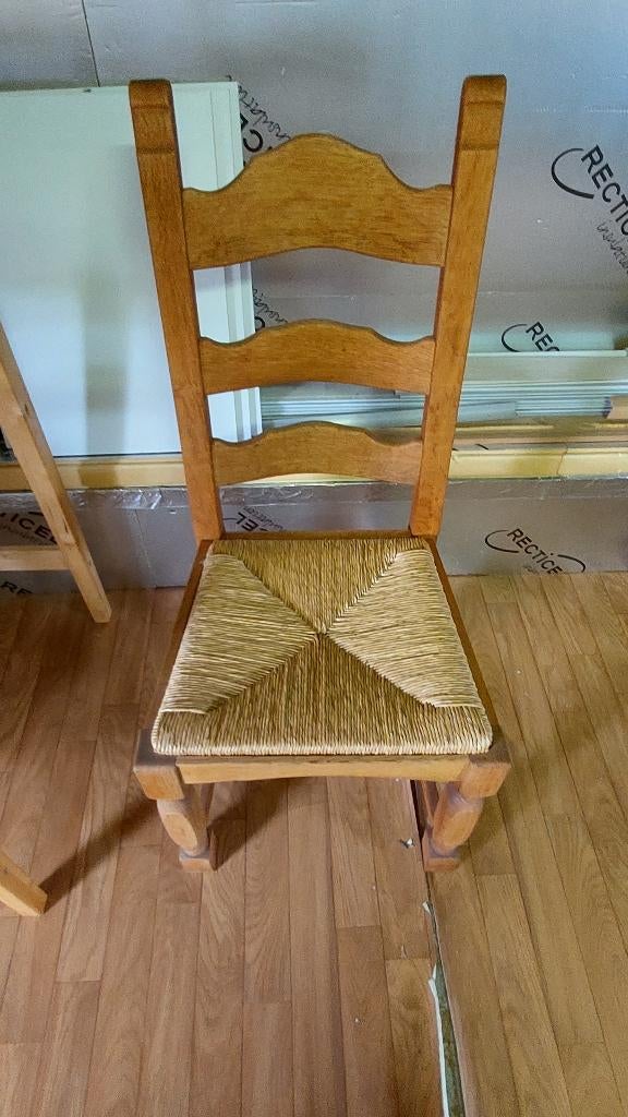 à vendre chaises en bois de chêne 4 pièces, Maison & Meubles, Chaises, Comme neuf, Brun, Enlèvement, Bois
