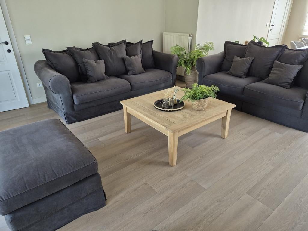 Salon  Moens  3 + 2 zit en grote zithoek  antracietgrijs, Huis en Inrichting, Ophalen