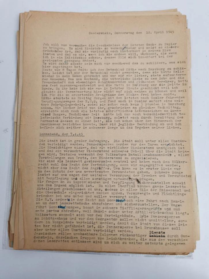 Bad gandersheim - verslag o.a. dodenmars [holocaust ww2], Verzamelen, Militaria | Tweede Wereldoorlog, Ophalen of Verzenden