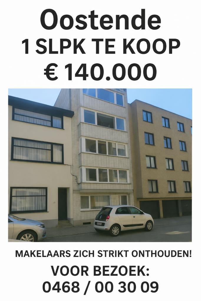 Appartement 1 ch à vendre centre d'Ostende (près du casino), Immo, Maisons à vendre, Province de Flandre-Occidentale, Jusqu'à 200 m²