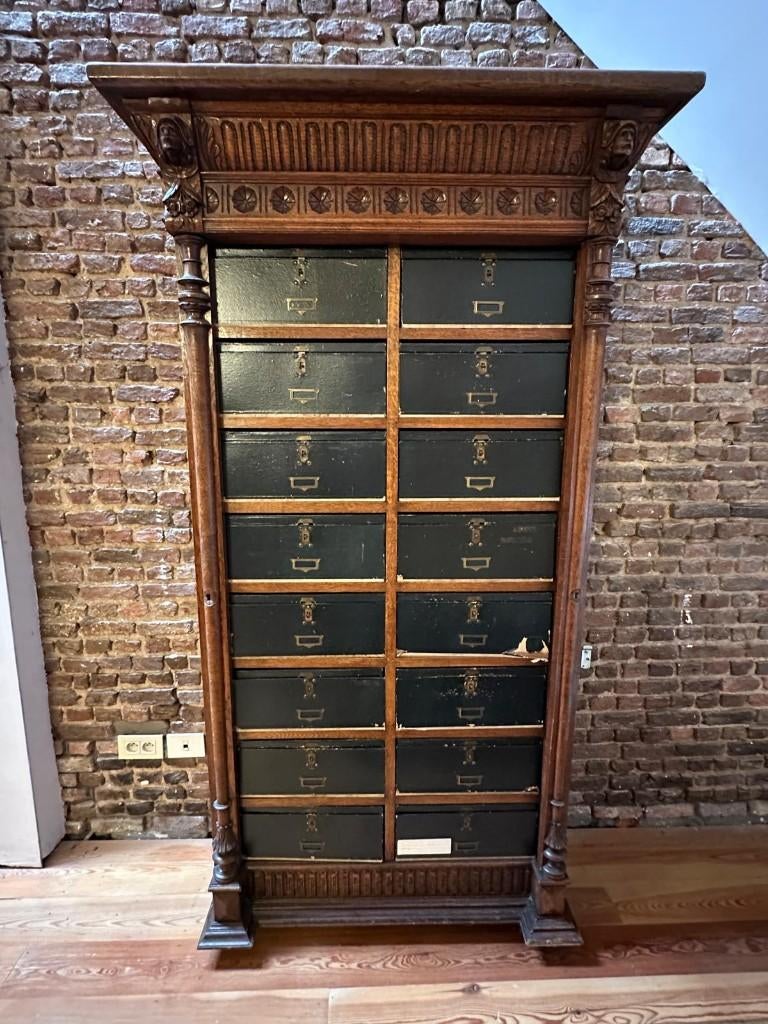 antieke eiken cartonnier notariskast vakkenkast, Enlèvement