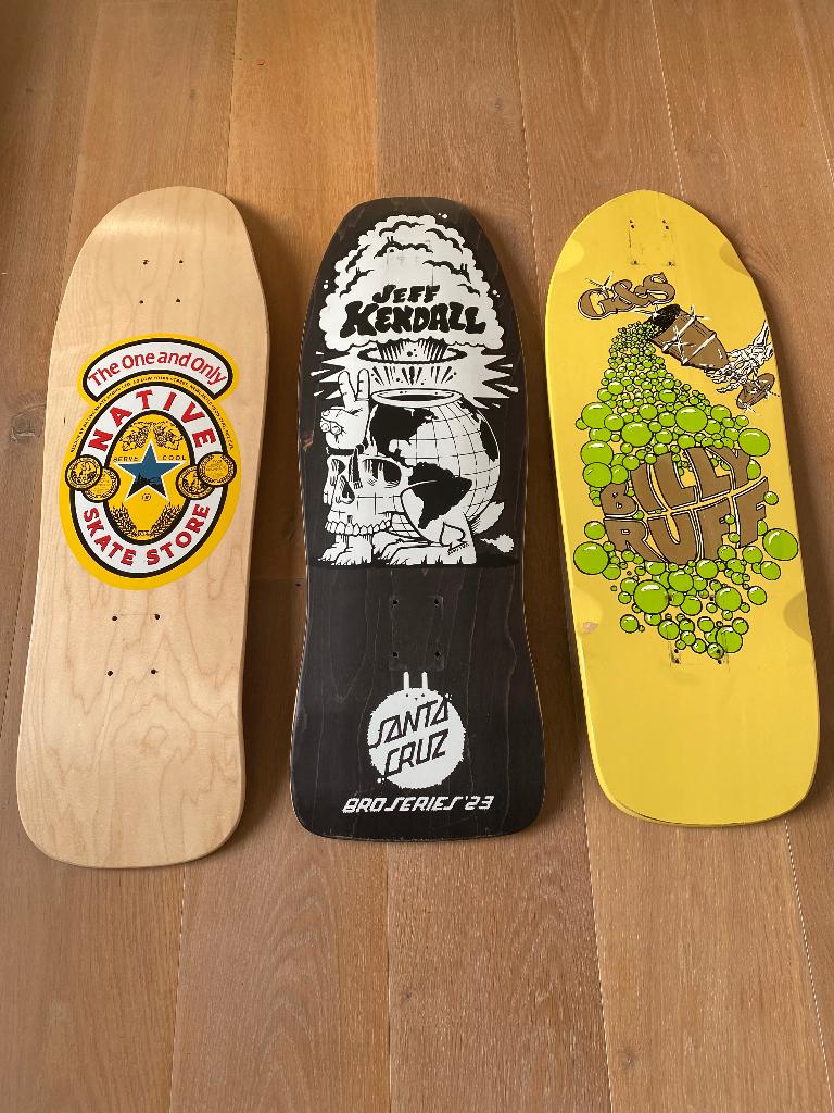 Decks: G&S 10.0, Native 9.5 en Santa Cruz 10.0, Sport en Fitness, Skateboarden, Gebruikt, Skateboard, Ophalen of Verzenden