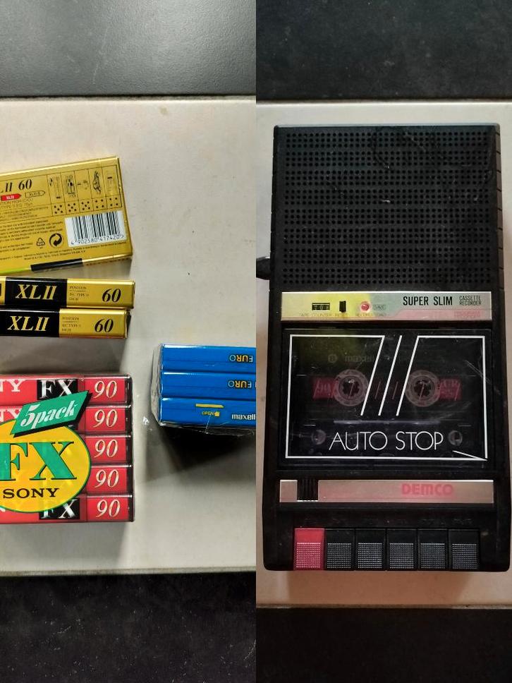 Vintage Cassette Set: Recorder werkt+ 58 Bandjes (OOK NIEUW), Audio, Tv en Foto, Cassettedecks, Sony, Ophalen