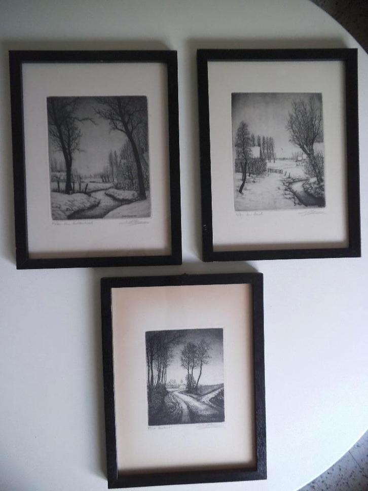 Lot 3 etsen Emiel De Cooman, Antiek en Kunst, Kunst | Etsen en Gravures, Ophalen of Verzenden