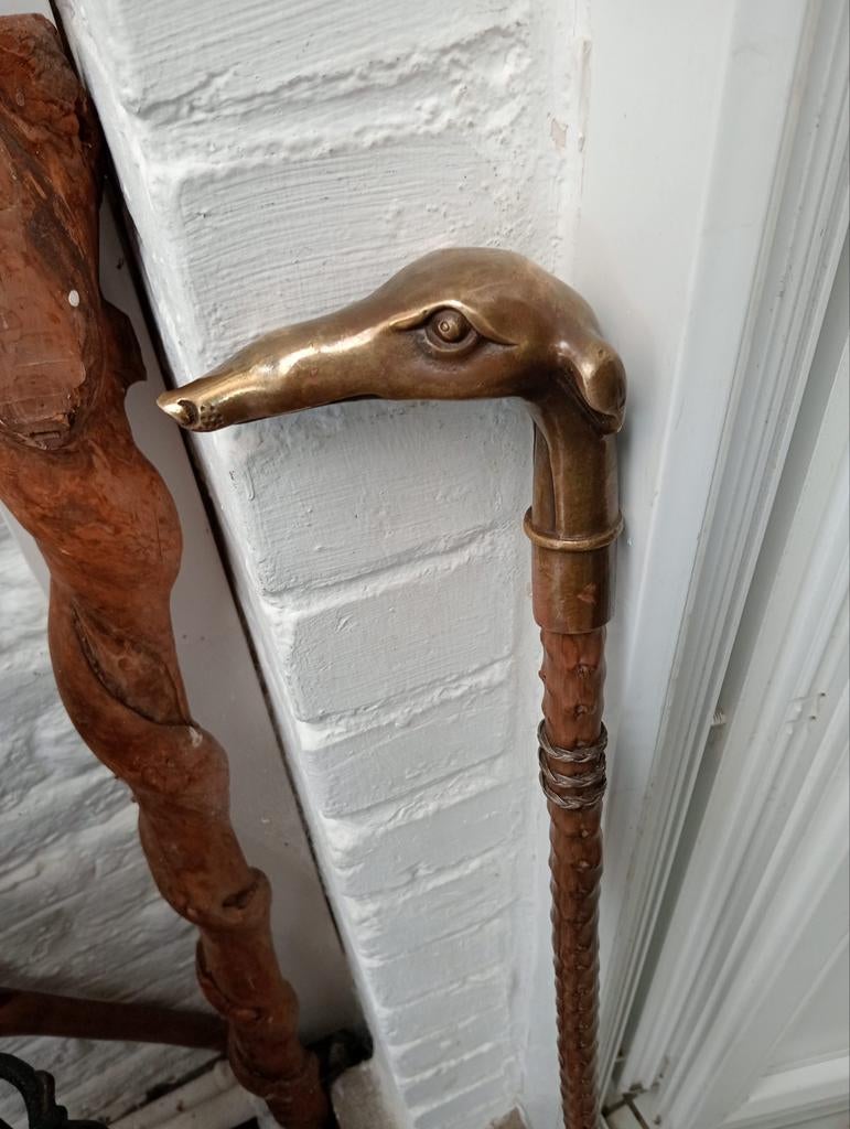 Bronzen wandelstok Greyhound