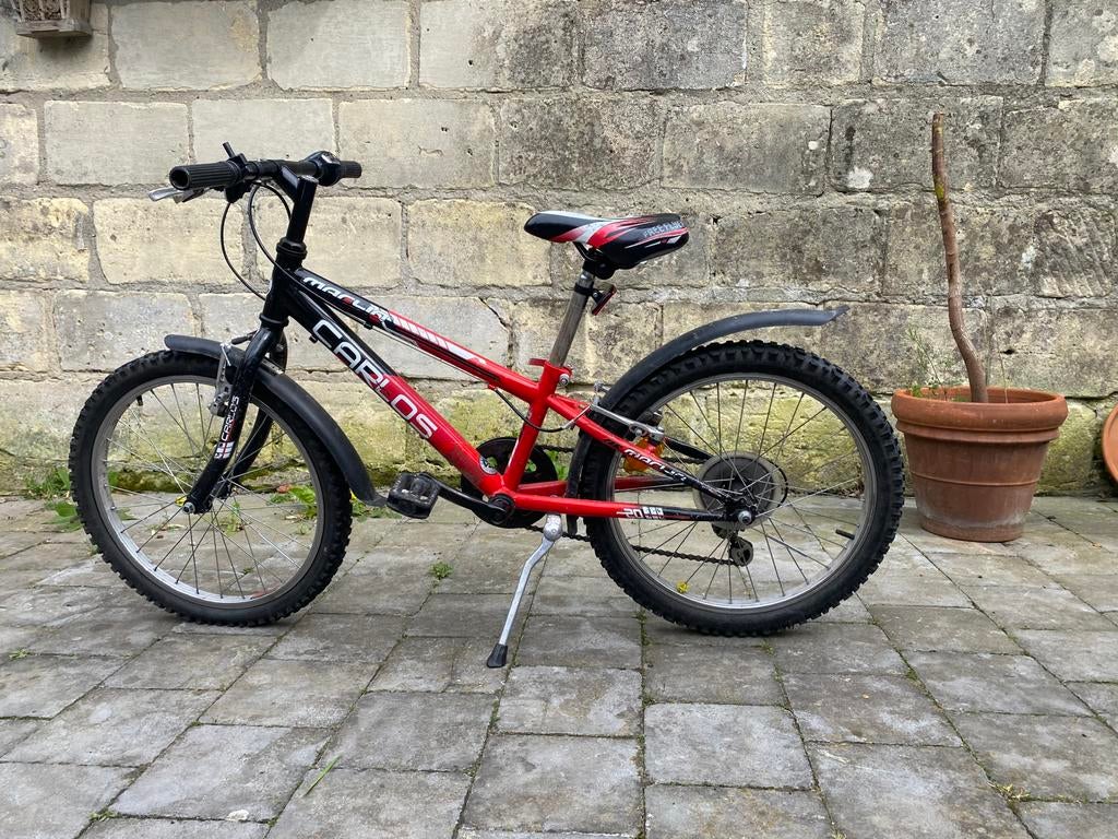 Carlos rood-zwarte mountainbike voor kinderen 6 versnelling, Ophalen, Gebruikt, 20 inch, Versnellingen