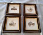 - 4 kleine kaders met miniatuurlandschappen (18 cm x 18 cm), Huis en Inrichting, Ophalen, Hout, Minder dan 50 cm, Minder dan 50 cm